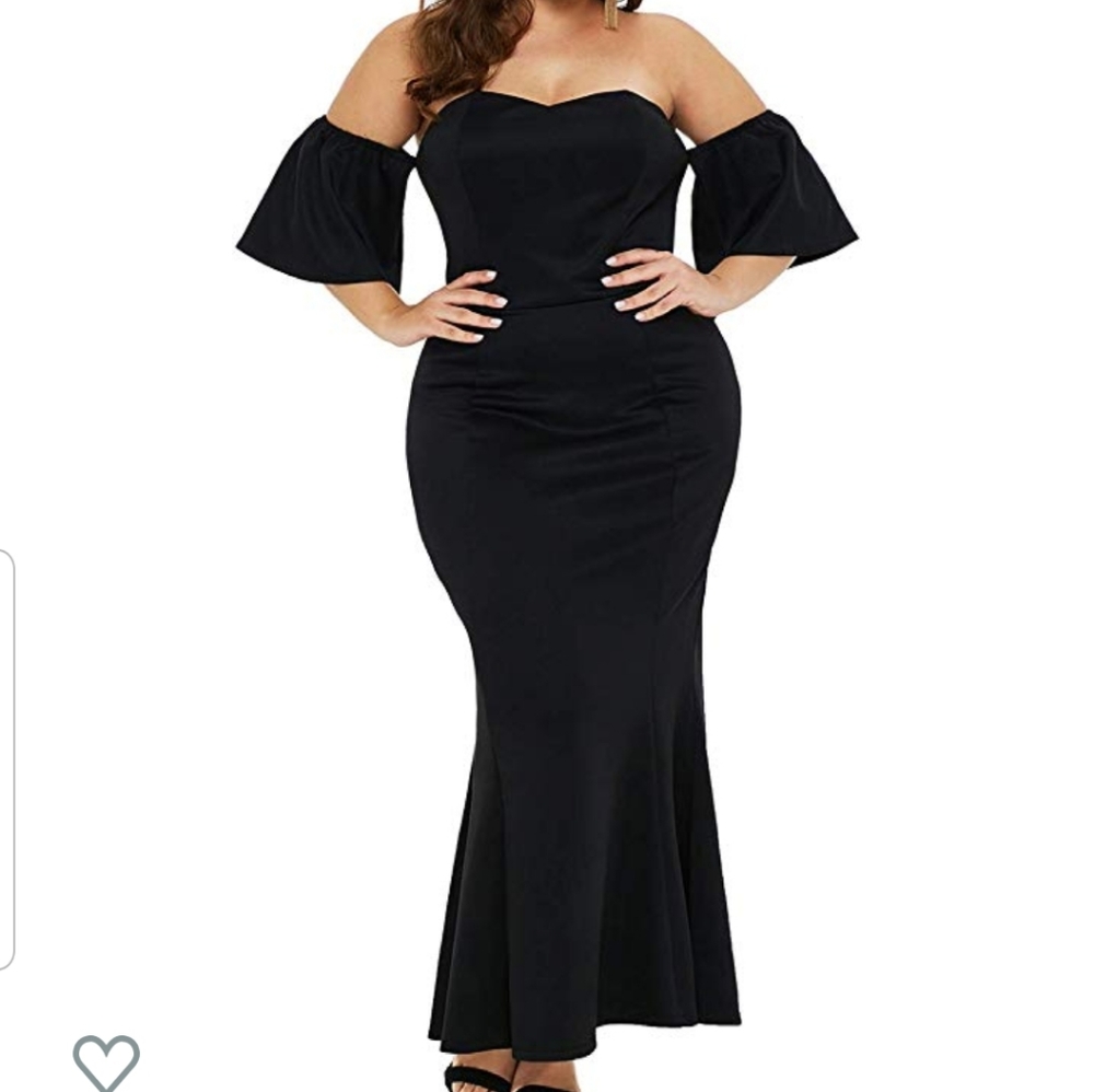 Womens off shoulder short sleeve maxi black dress